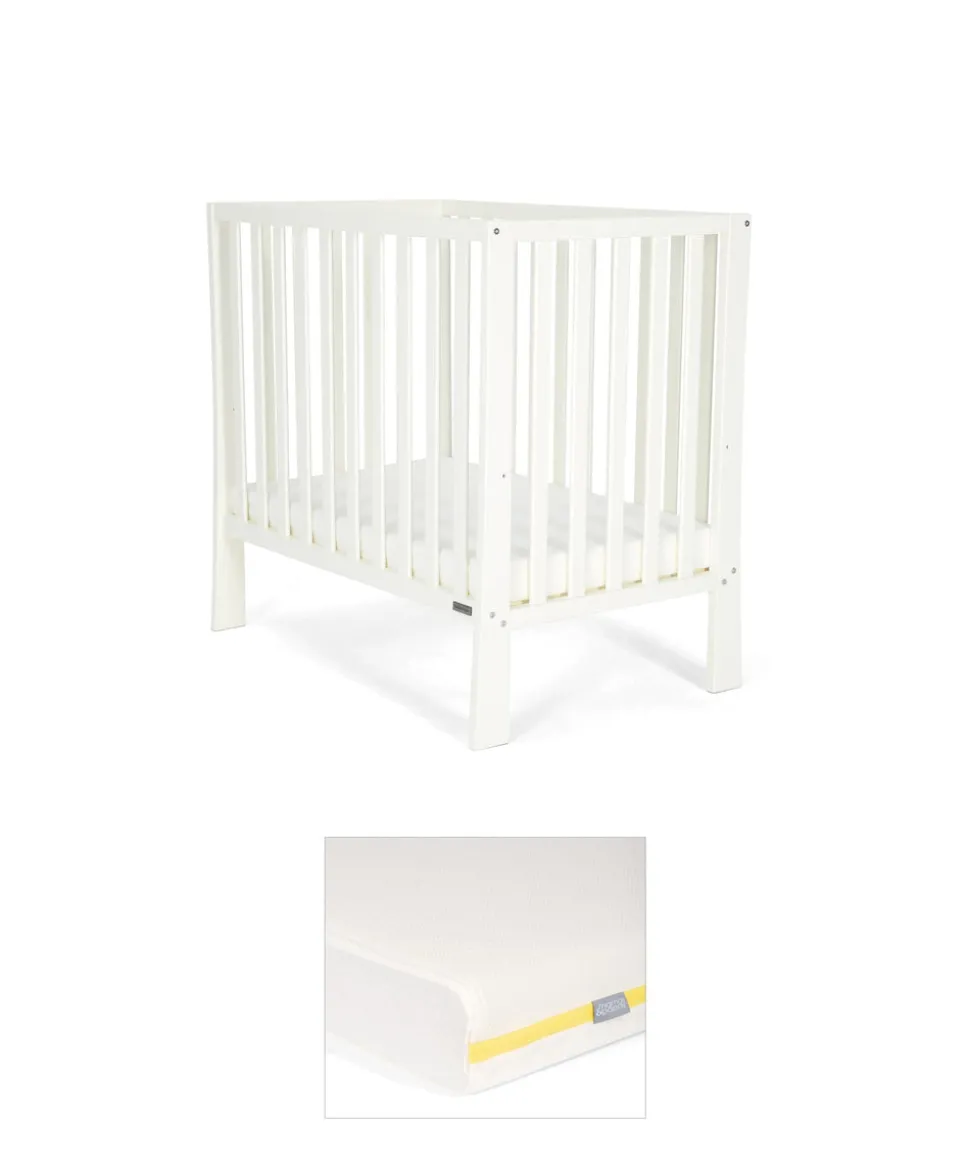 Petite Cot Bundle with Essential Airflow Fibre Mattress - Pure White