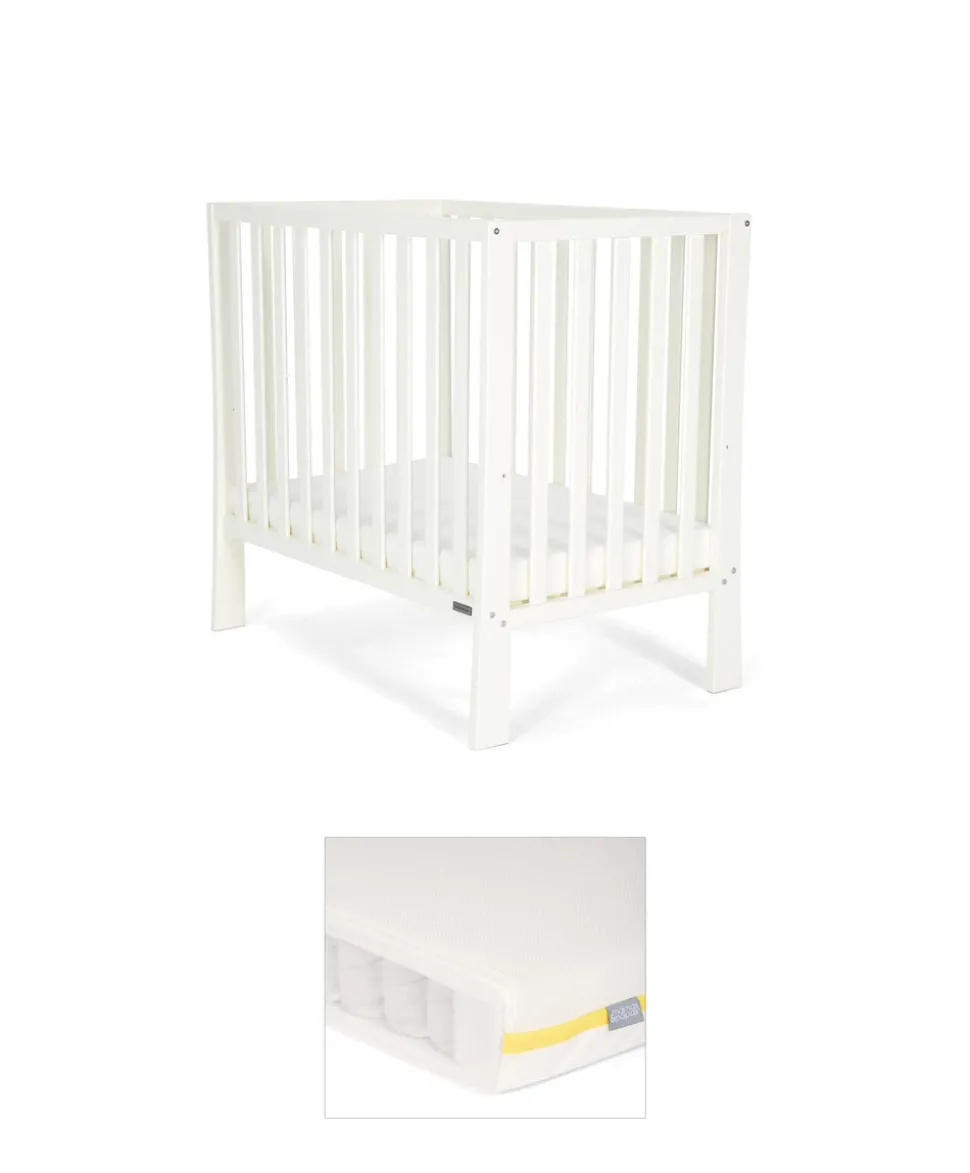 Petite Cot Bundle with Essential Pocket Spring Mattress - Pure White