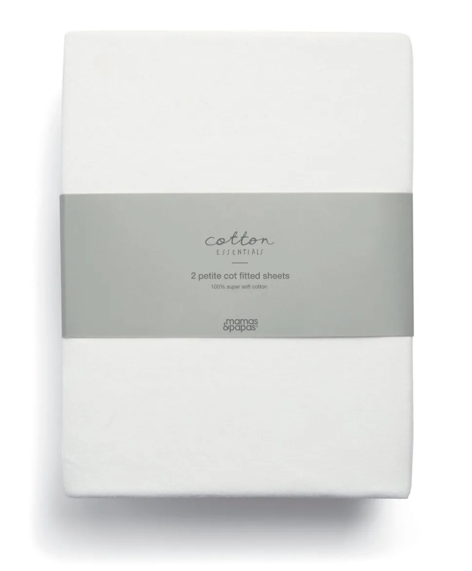 Petite Cot Fitted Sheets (2 Pack) - White