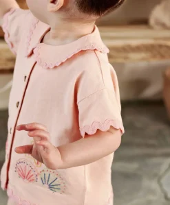 Pink Resort Shirt & Shorts Outfit Set