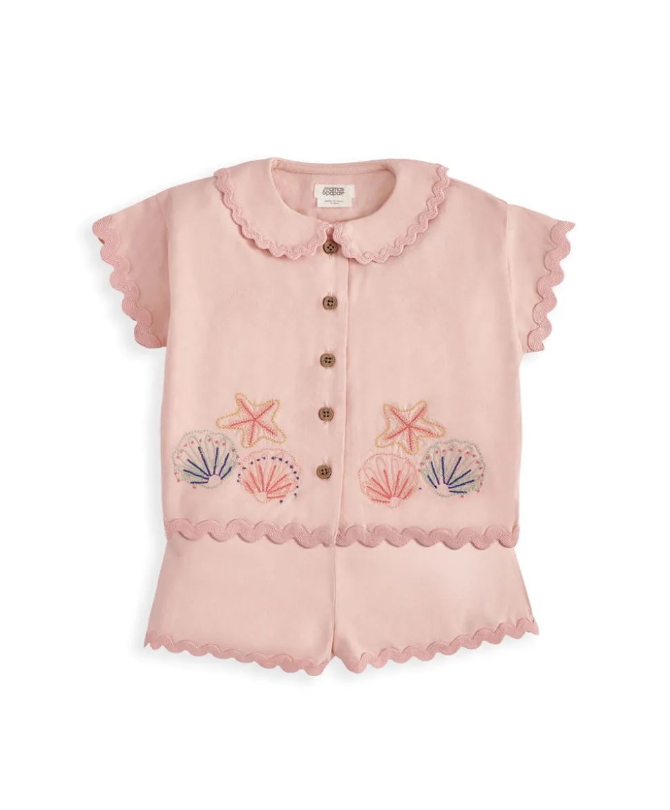 Pink Resort Shirt & Shorts Outfit Set