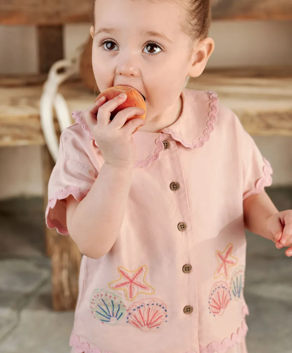 Pink Resort Shirt & Shorts Outfit Set