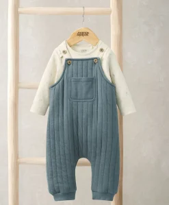 Quilted Dungarees and Oatmeal Bodysuit