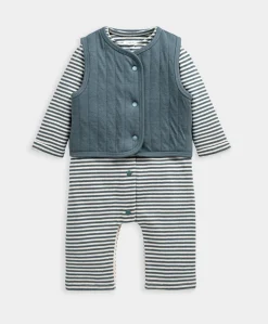 Quilted Gilet & Striped Romper