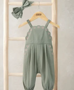 Scalloped Dungarees & Headband Set