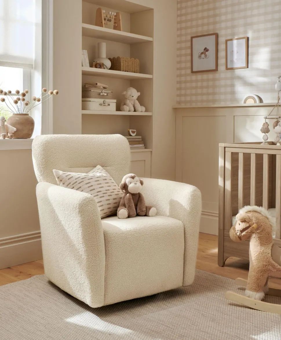 Settle Swivel Nursing Chair - Off White Boucle