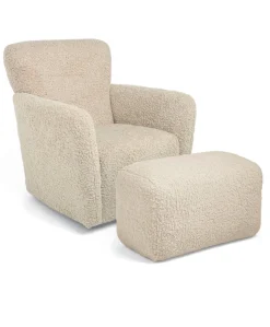 Settle Swivel Nursing Chair & Stool - Biscuit Teddy