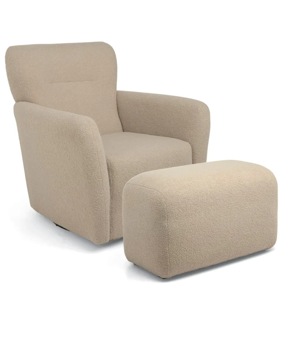 Settle Swivel Nursing Chair & Stool - Oatmeal Boucle