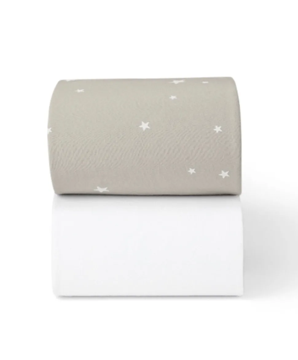 Snuz Twin Pack Cot & Cotbed Sheets - Grey Star
