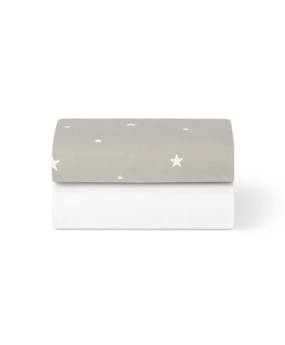 Snuz Twin Pack Crib Sheets - Grey Star