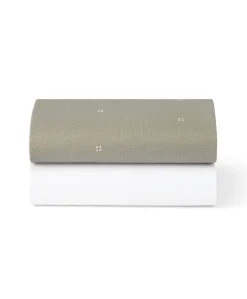 Snuz Twin Pack Moses Basket Sheets - Sage Cross