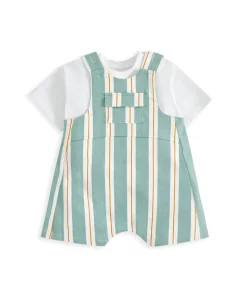 Striped Short Dungarees and T-shirt