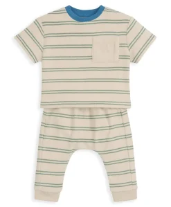 Striped Terry Towelling T-Shirt & Joggers Set