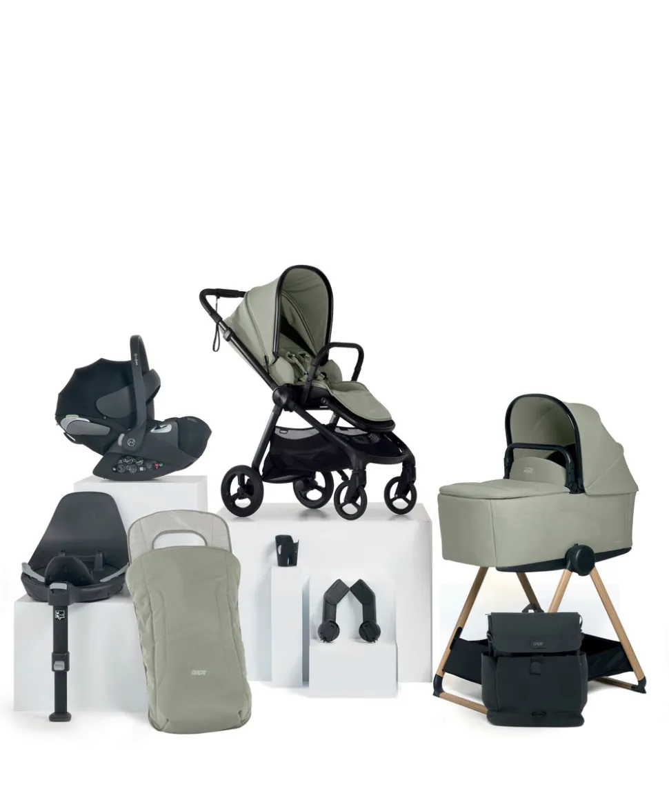 Vardo Complete Pushchair Bundle with Cybex Cloud T i-Size Rotating Baby Car Seat & Base (9 Pieces) - Sage