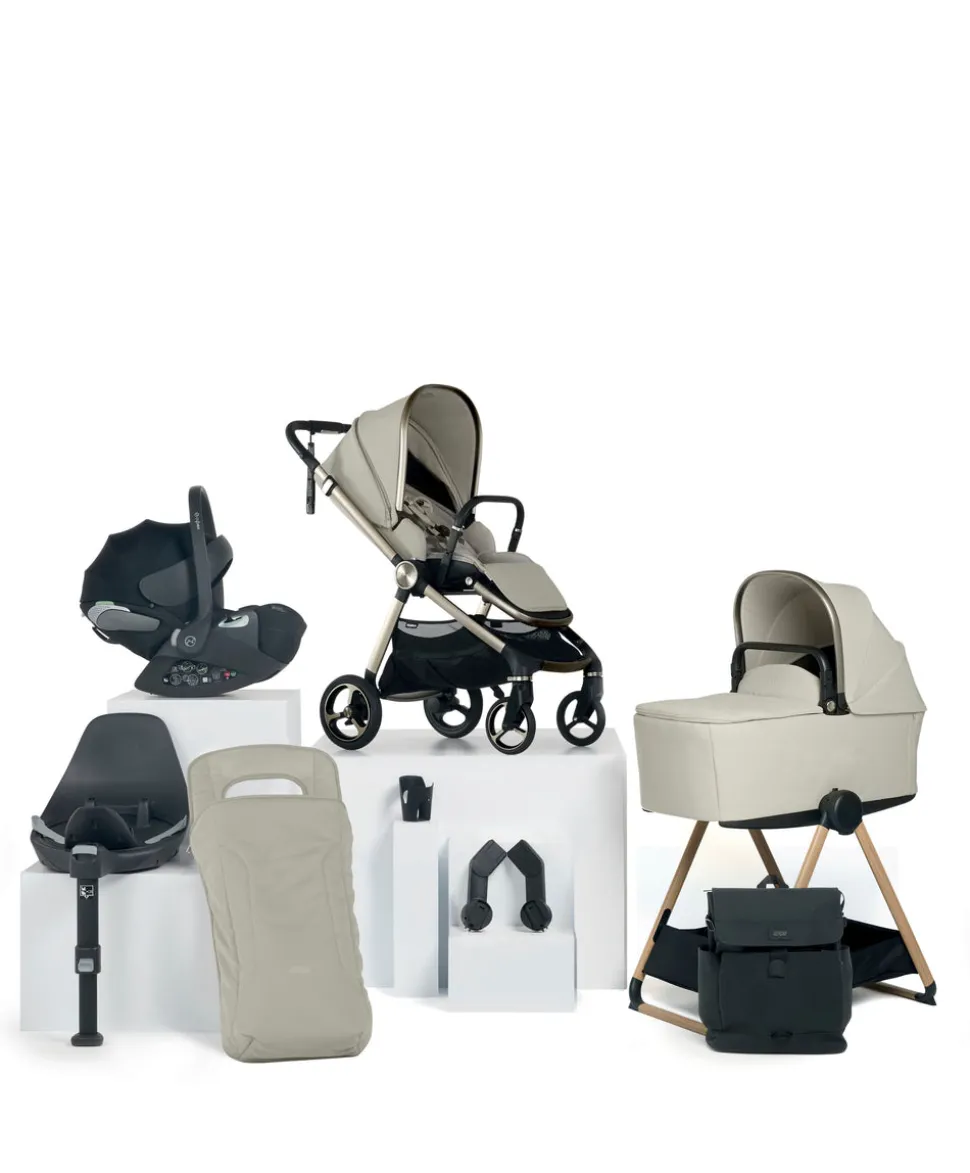Vardo Complete Pushchair Bundle with Cybex Cloud T+ i-Size Rotating Baby Car Seat & Base (9 Pieces) - Shell