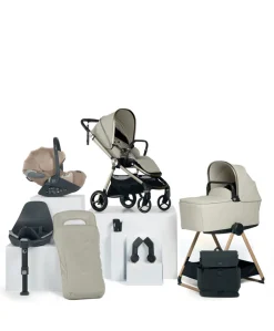 Vardo Complete Pushchair Bundle with Cybex Cloud T i-Size Rotating Baby Car Seat & Base (9 Pieces) - Shell/Cozy Beige