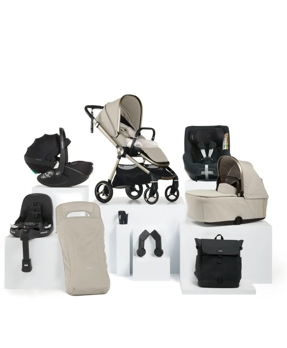 Vardo Pushchair Baby to Toddler Travel Bundle with Maxi-Cosi Pebble 360 Pro2 & Pearl 360 Pro (10 Pieces) - Shell