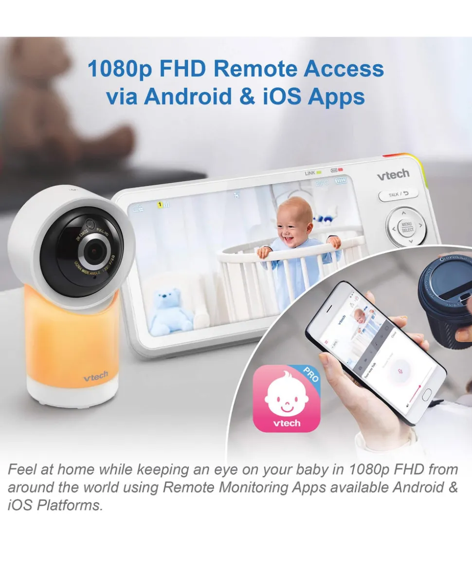 VTech RM5766HD Smart Video Baby Monitor & Camera Floorstand - White