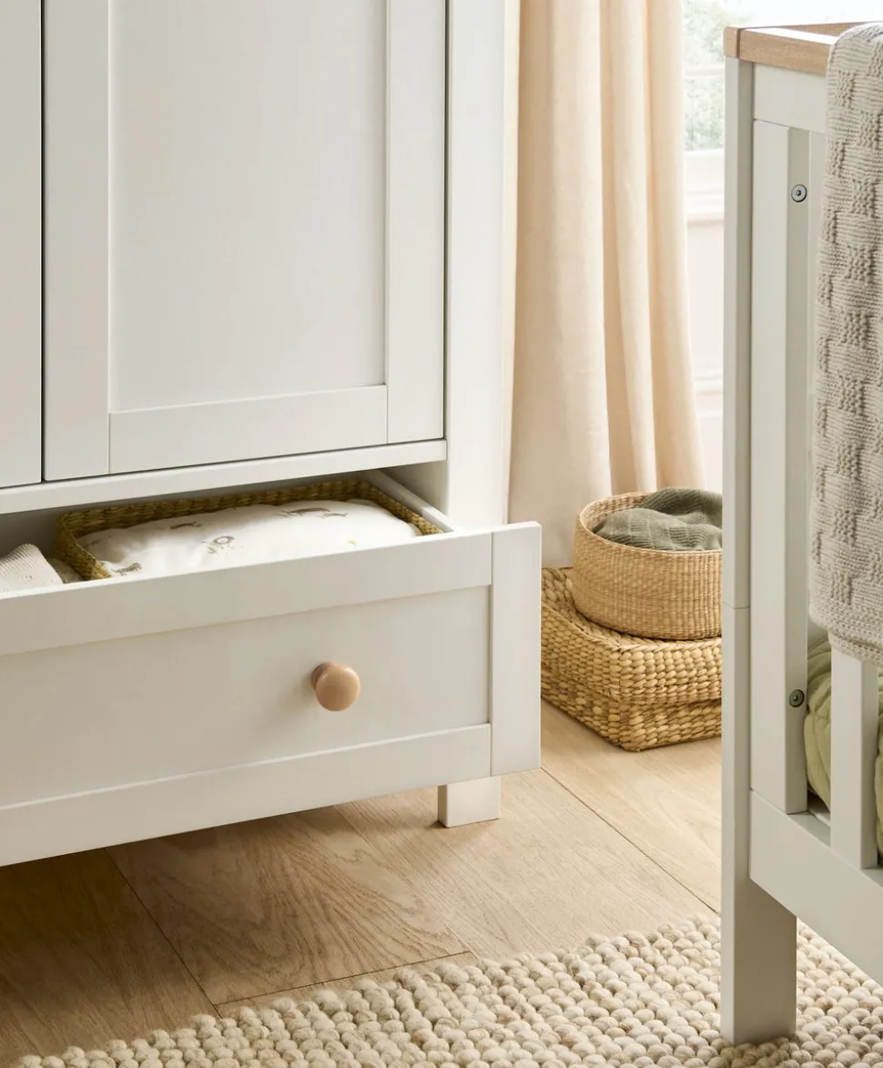 Wedmore 3 Piece Cotbed Range with Dresser Changer & Wardrobe - White/Oak