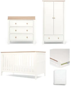 Wedmore 3 Piece Cotbed Range with Premium Dual Core Mattress - White/Oak