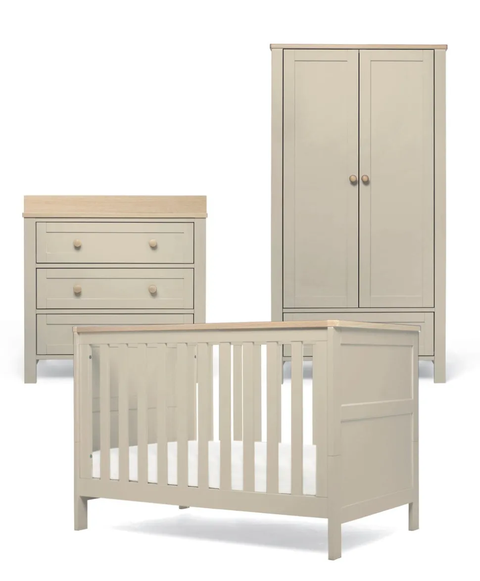 Wedmore 3 Piece Small Cotbed Range With Dresser Changer & Wardrobe - Cashmere/Oak