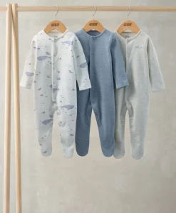 Whale Sleepsuits (Pack of 3)