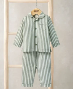 Woven Green Stripe Pyjamas